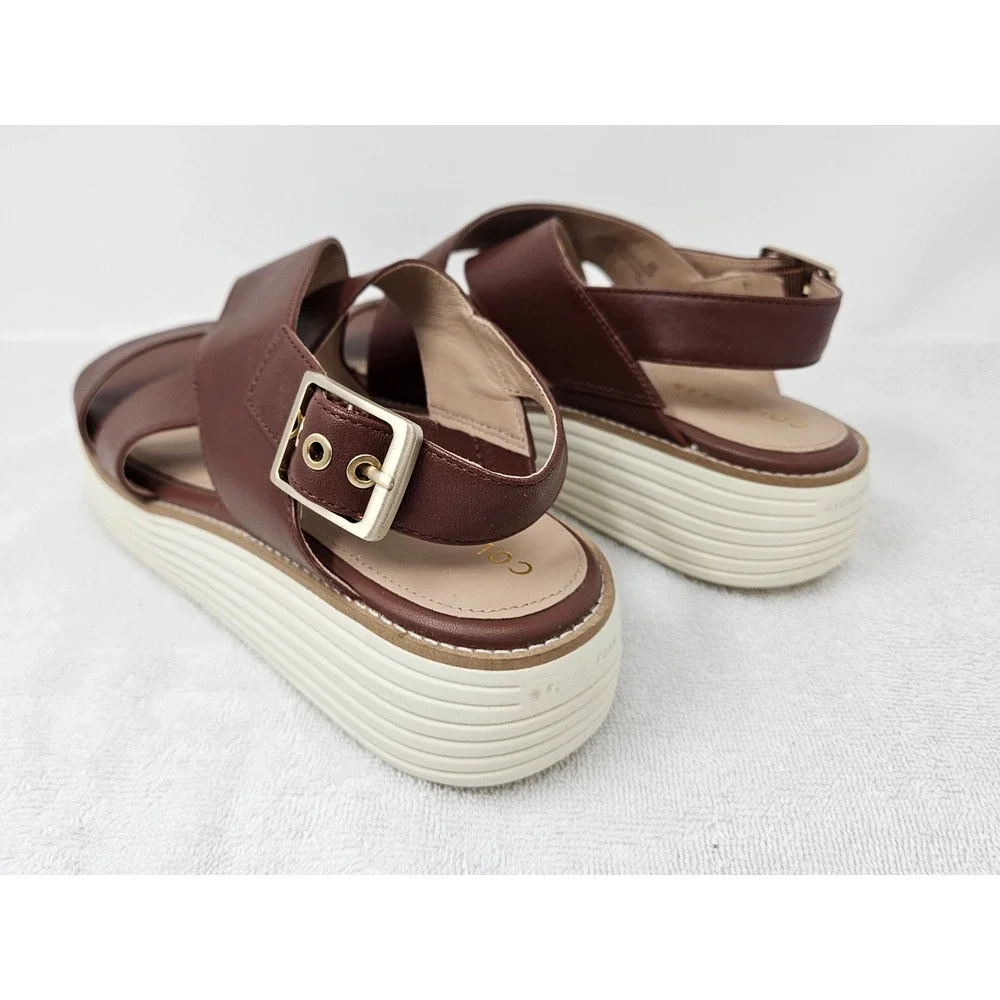 Cole Haan Original Grand OG Platform Sandals Brown/Ivory Women's Size 8B EUC!